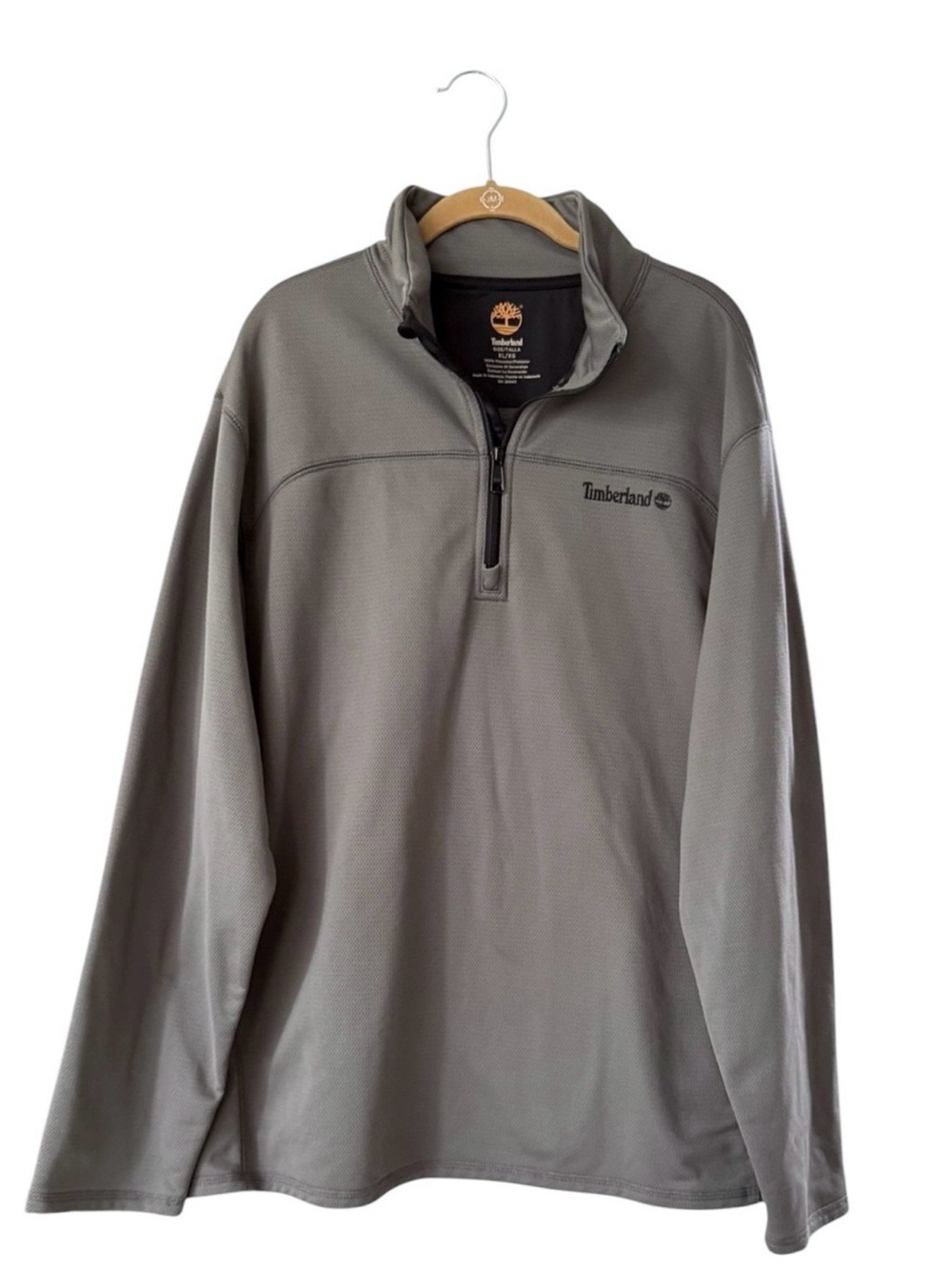 Timberland Men's Gray Quarter-Zip Textured Pullover Jacket Size XL